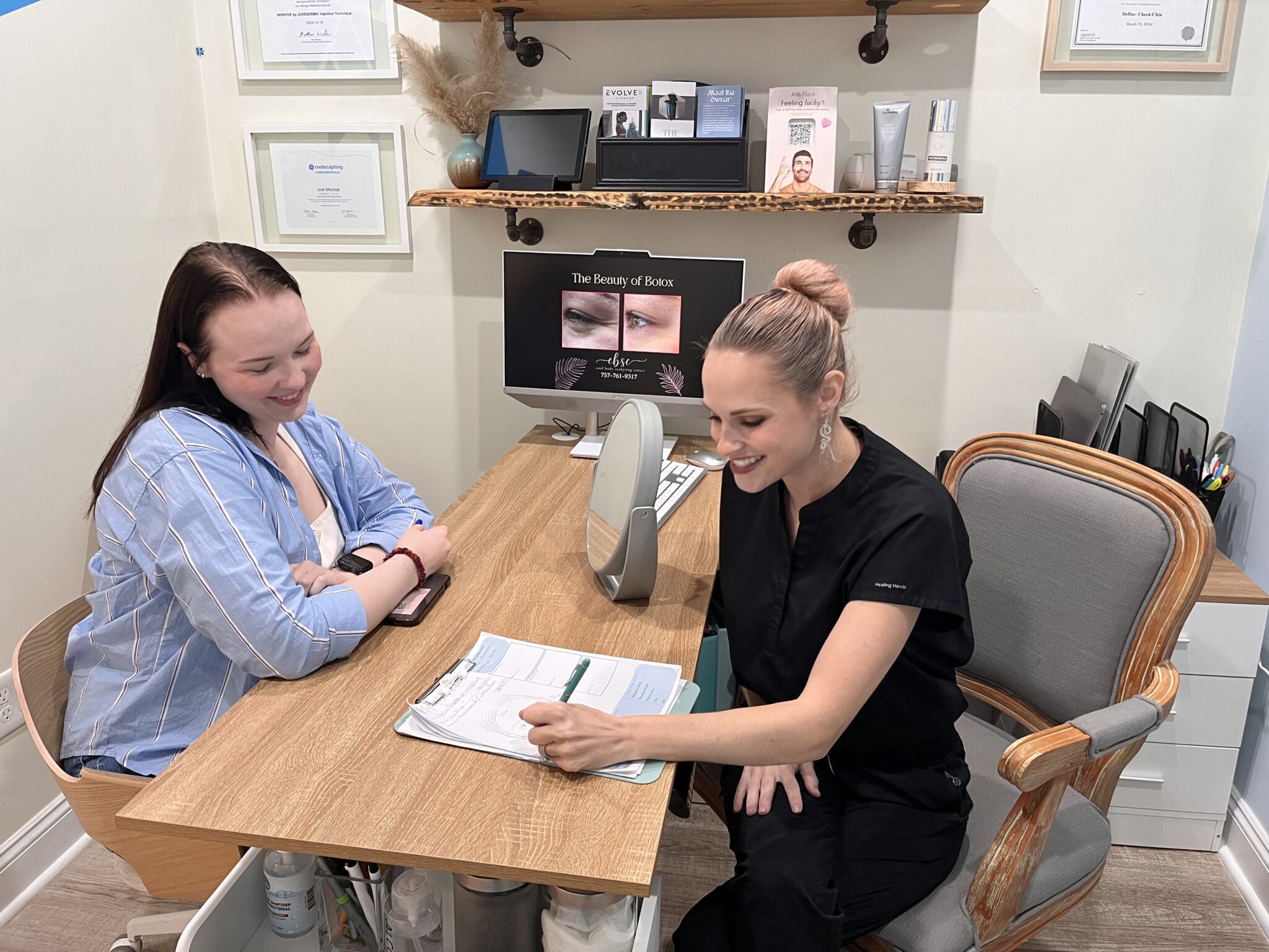 Botox Forehead Lines Before and After – Virginia Beach Before and after Botox forehead treatment showing reduced fine lines in Virginia Beach.