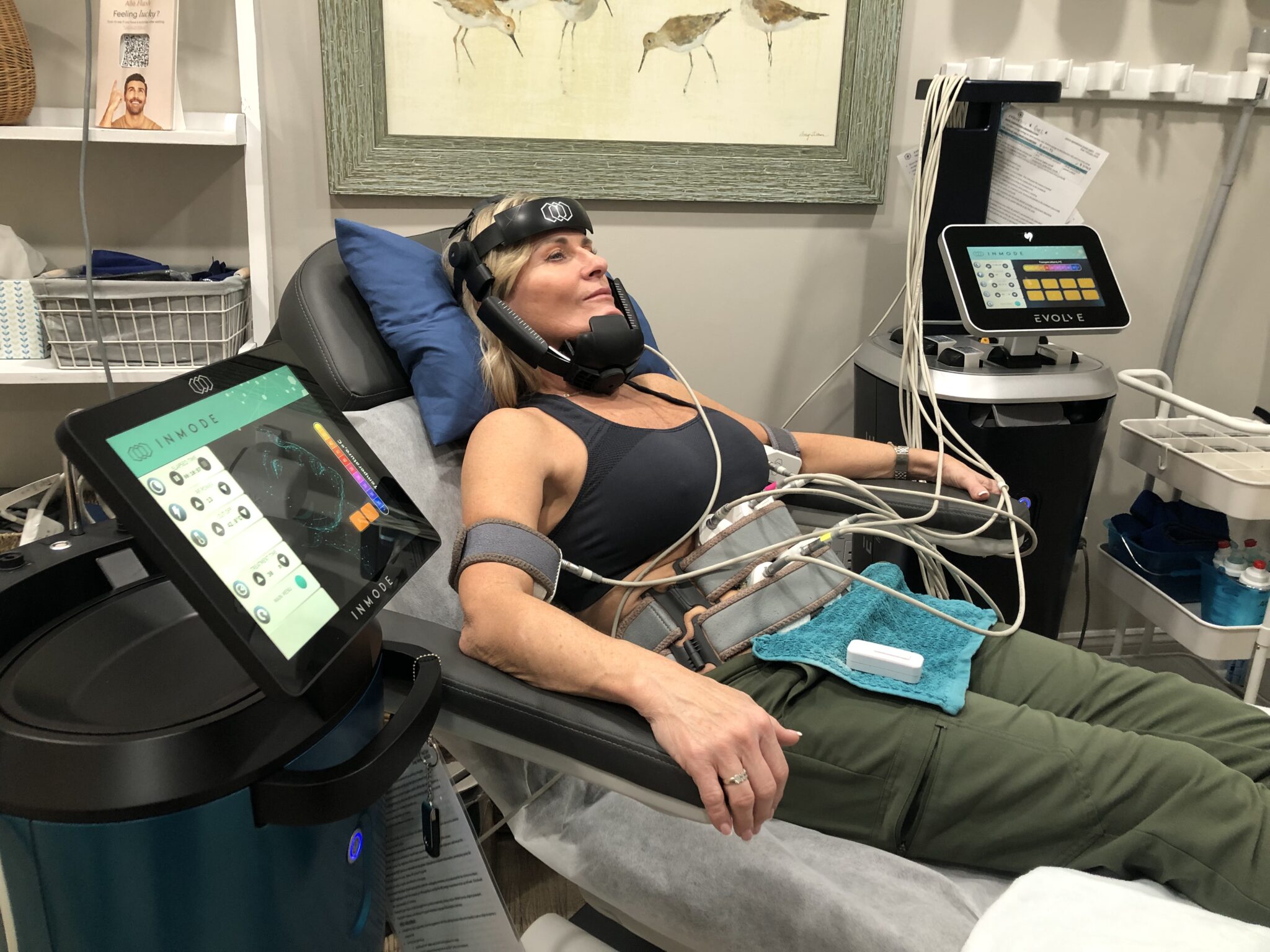 InMode Define Non-Surgical Face Lift | Virginia Beach Woman receiving InMode Define non-surgical face lift treatment at Cool Body Sculpting Center in Virginia Beach to tighten skin and define facial contours.
